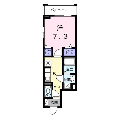 メープルコート小川(1K/2階)の間取り写真