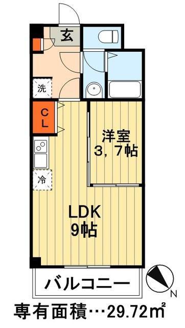 アイボリー(1LDK/3階)の間取り写真