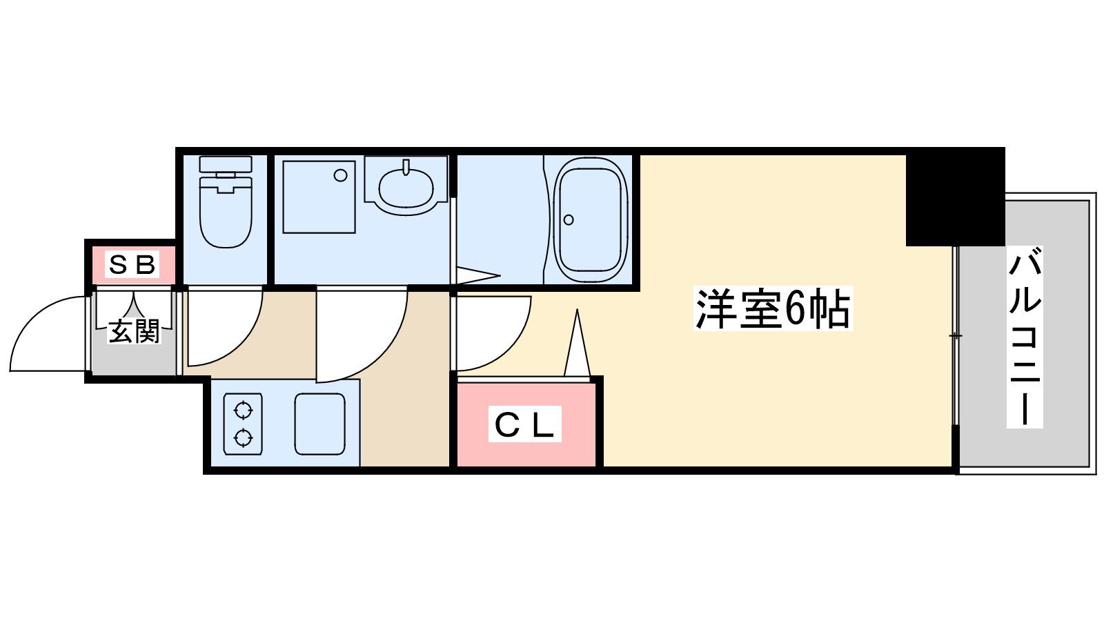 エスリード大阪ザ・ルクス(1K/13階)の間取り写真