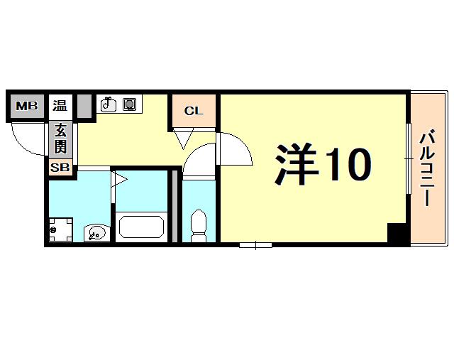 アクア西宮本町(1K/3階)の間取り写真