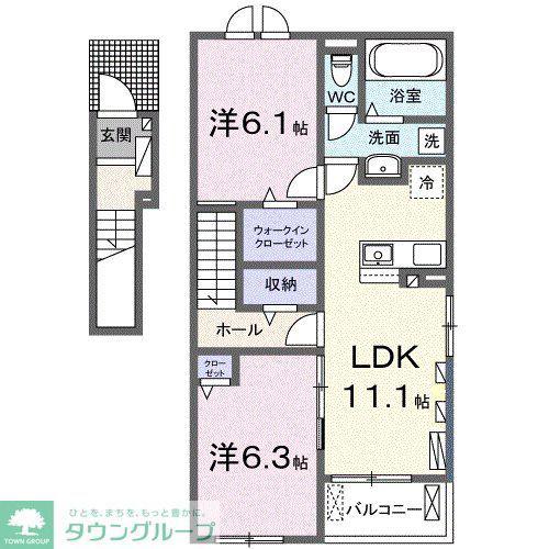 ビオレタB(2LDK/2階)の間取り写真