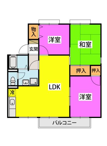 セジュールウィング(3LDK/2階)の間取り写真