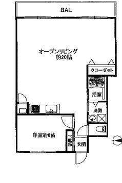 永谷リヴュール新宿(1LDK/10階)の間取り写真