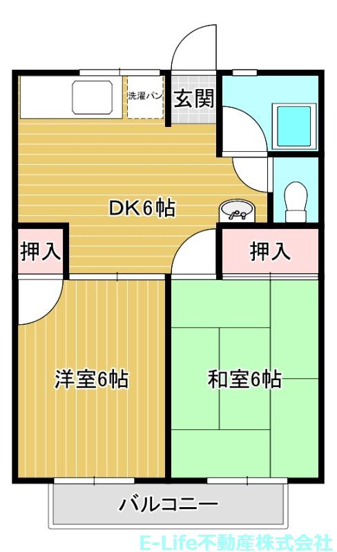 シティハイムふなざし(2DK/2階)の間取り写真