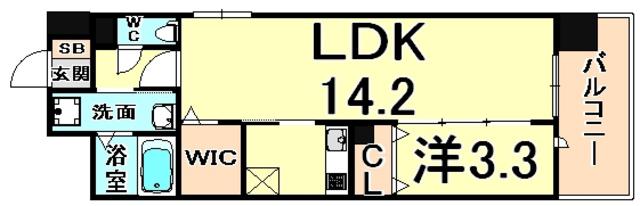 グランデ尼崎(1LDK/6階)の間取り写真