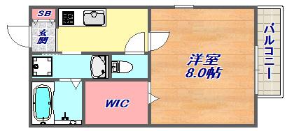 CASA楠丘(1K/1階)の間取り写真