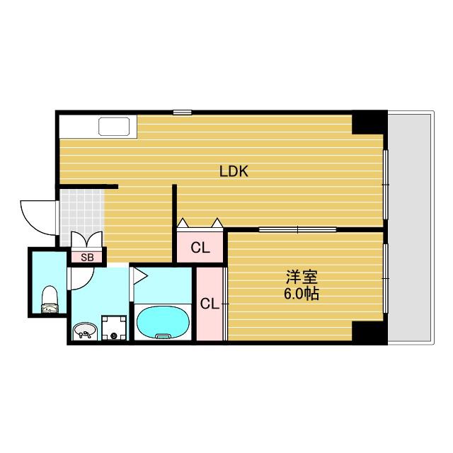 ラフィネ淀川(1LDK/9階)の間取り写真