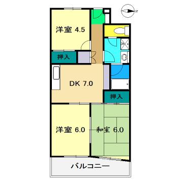 汐江ハイツ(3DK/4階)の間取り写真