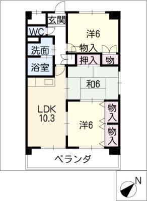 フレアシェルK(3LDK/1階)の間取り写真