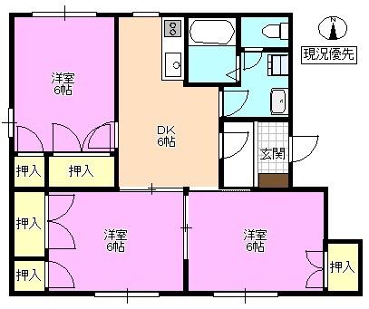 フレグランス広丘C(3DK/1階)の間取り写真