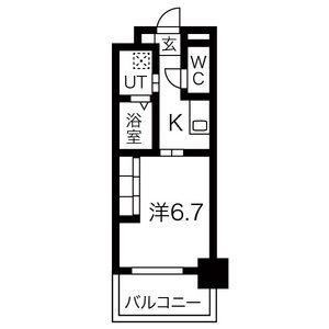 リシュドール伝馬(1K/7階)の間取り写真