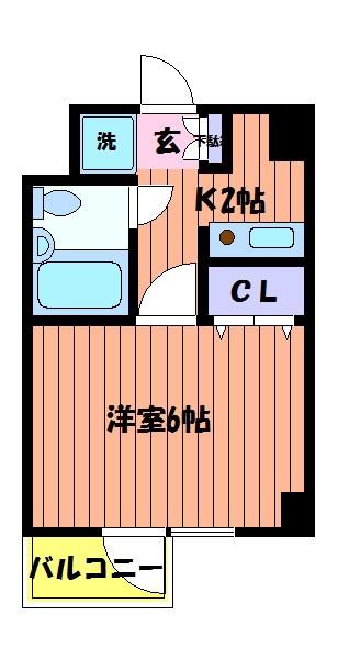 グレイシャス国立(1K/3階)の間取り写真