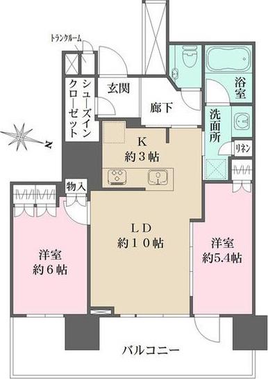 プラウドタワー名古屋錦(2LDK/25階)の間取り写真