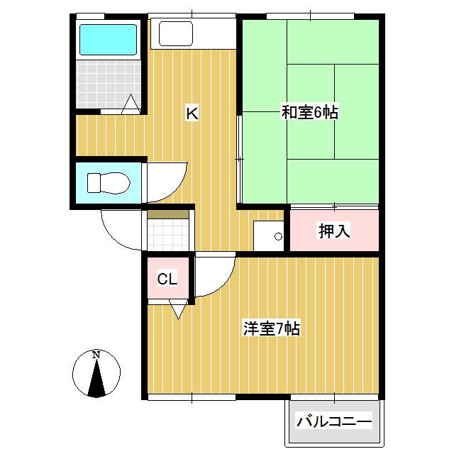 シティハイムシーマA(2K/2階)の間取り写真