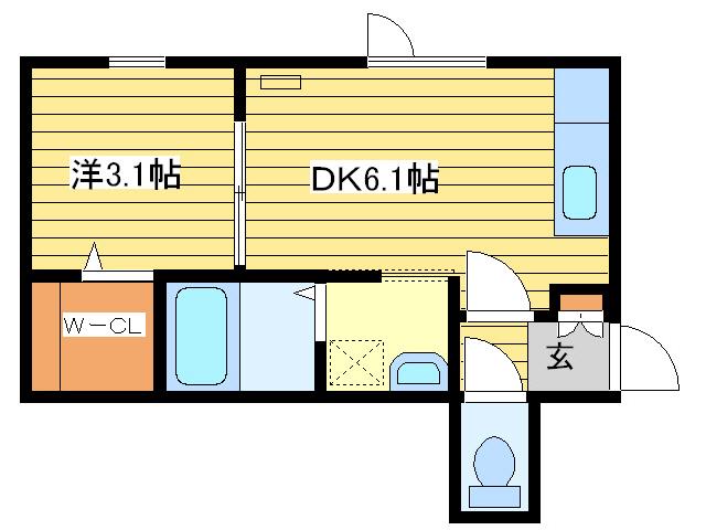 ネージュ元町II(1DK/3階)の間取り写真