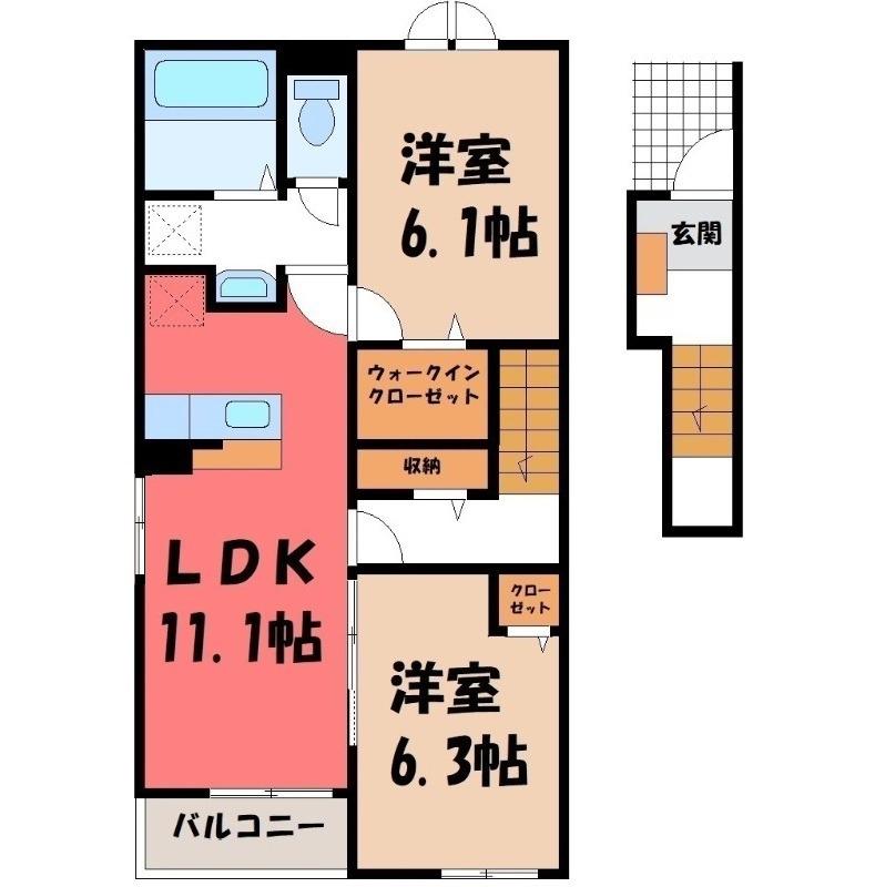 カーサプラシード ネオ(2LDK/2階)の間取り写真
