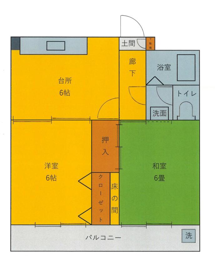 グラン宮崎(2DK/4階)の間取り写真