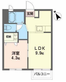 ライフステージ松園(1LDK/2階)の間取り写真