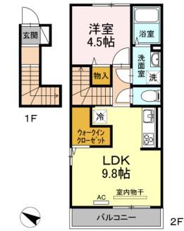 コンフォルトヒルズ(1LDK/2階)の間取り写真