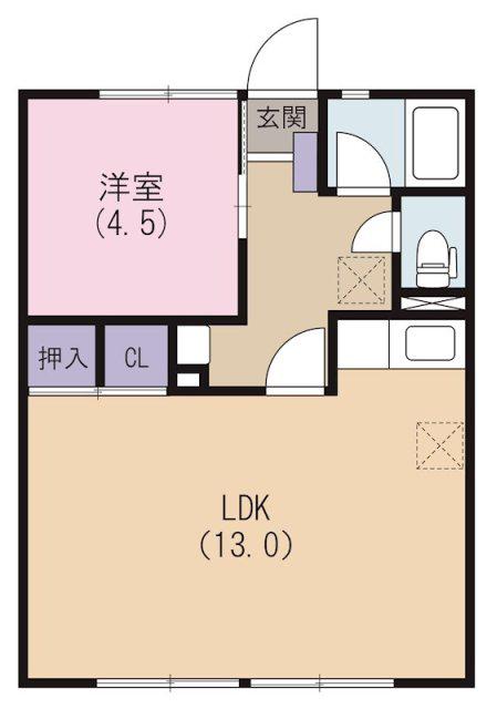 シティハイムアカシ(1LDK/1階)の間取り写真