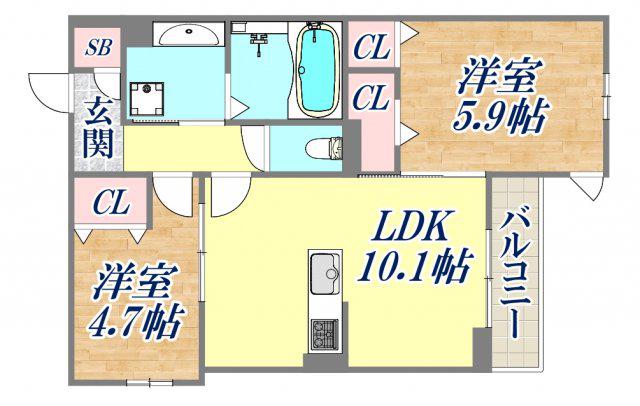 グラシア甲子園(2LDK/3階)の間取り写真