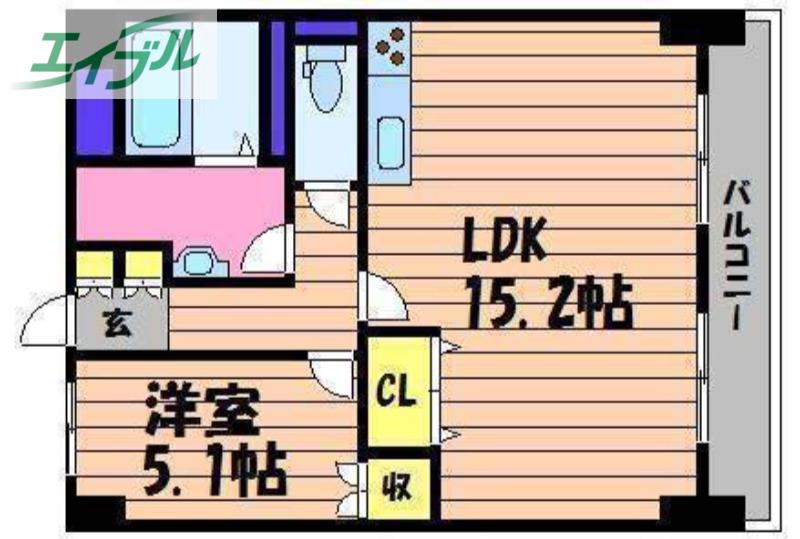 ミラドール奥田西町(1LDK/1階)の間取り写真