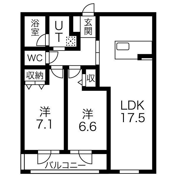 オラシオン新川(2LDK/1階)の間取り写真