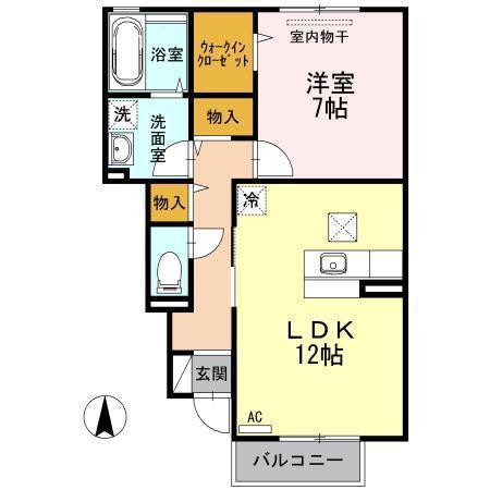 セジュール宗方(1LDK/1階)の間取り写真