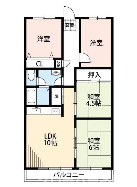 第2五福マンション(4LDK/3階)の間取り写真