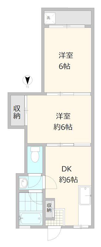高南レジデンス(2DK/3階)の間取り写真