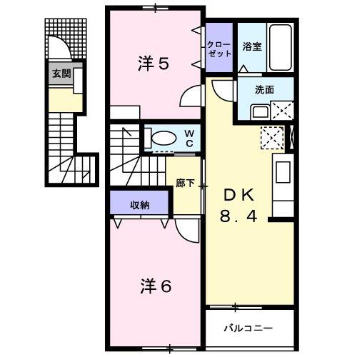 ルミエール神明(2DK/2階)の間取り写真
