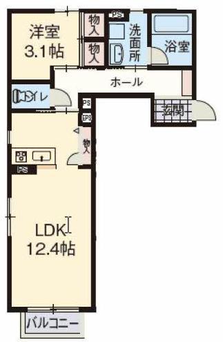 シャーメゾンPIKO(1LDK/1階)の間取り写真