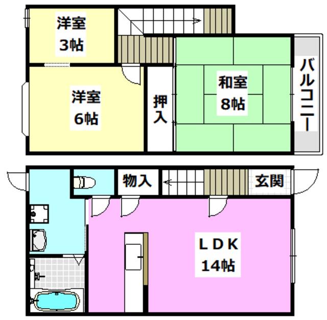 長澤ハイツ(3LDK/2階)の間取り写真