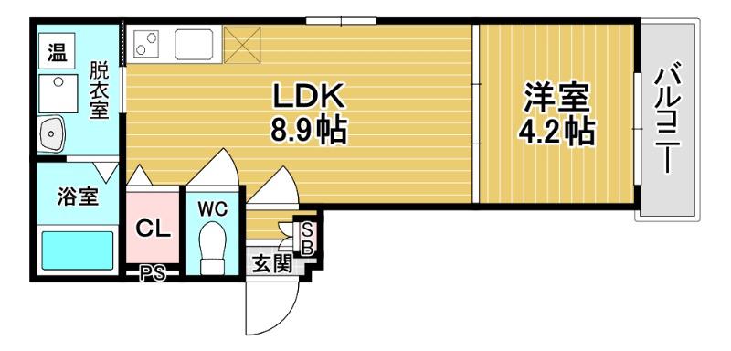 マリブガーデン堺駅(1LDK/2階)の間取り写真