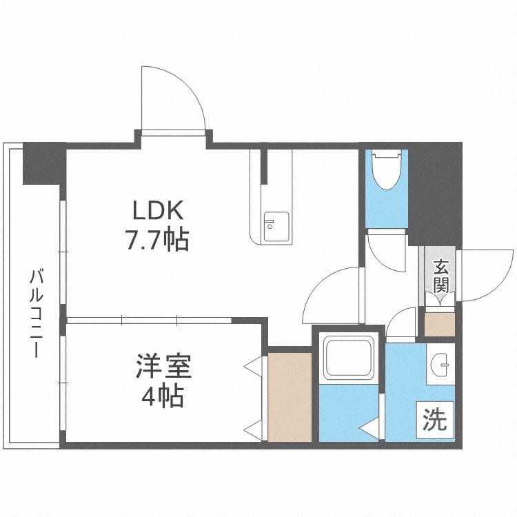 第43川崎ビル(1LDK/4階)の間取り写真