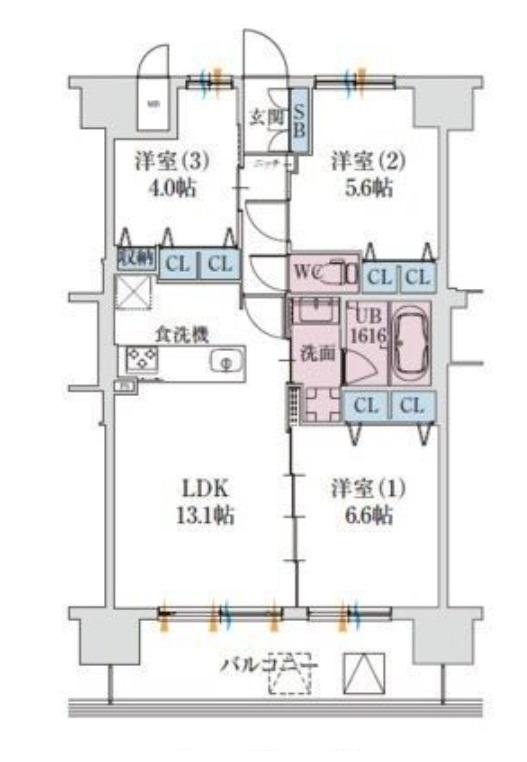 スプランディッド梅田グランノース(3LDK/2階)の間取り写真