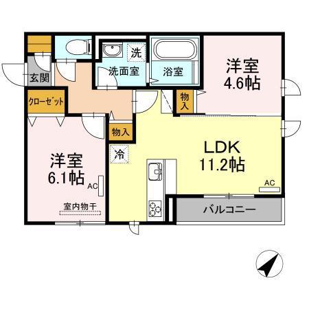 ライフステージ B棟(2LDK/3階)の間取り写真
