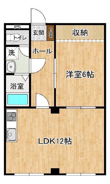 ルミナス小野川(1LDK/1階)の間取り写真