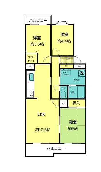 フォレストハイム(3LDK/3階)の間取り写真