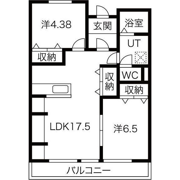 あさひレジデンス大友(2LDK/8階)の間取り写真
