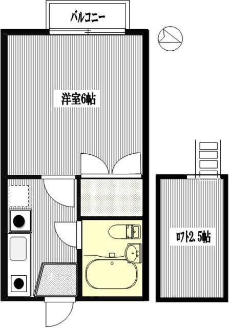 Aハウス(1K/2階)の間取り写真
