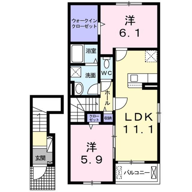 コントレイル翔II(2LDK/2階)の間取り写真