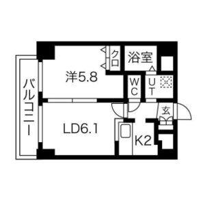 INOVE札幌清田(1LDK/6階)の間取り写真