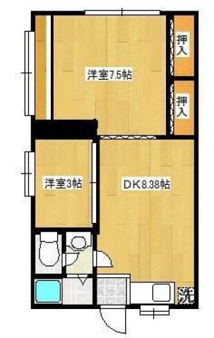 松江ロイヤルハイツ(2DK/4階)の間取り写真