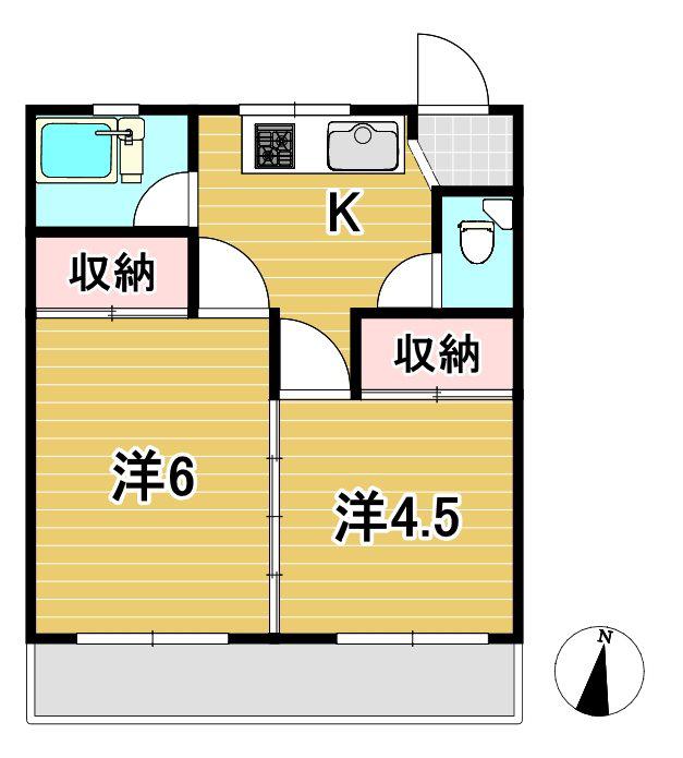 桧山アパート(2K/2階)の間取り写真