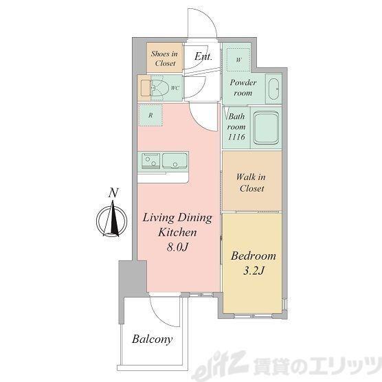 セレニテ東梅田アリエ(1LDK/9階)の間取り写真