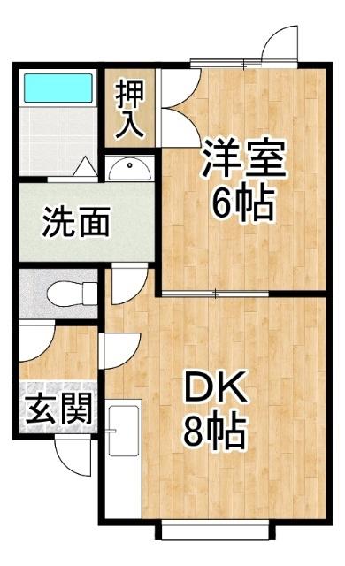 ROAD&SKYI(1DK/2階)の間取り写真