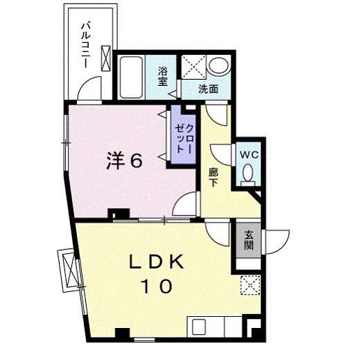 CASA MIA(1LDK/2階)の間取り写真