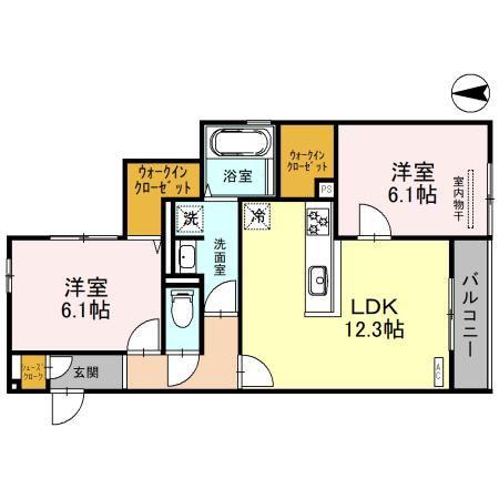トミージュケヤキ(2LDK/3階)の間取り写真