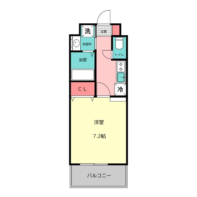 レジディア博多II(1K/2階)の間取り写真